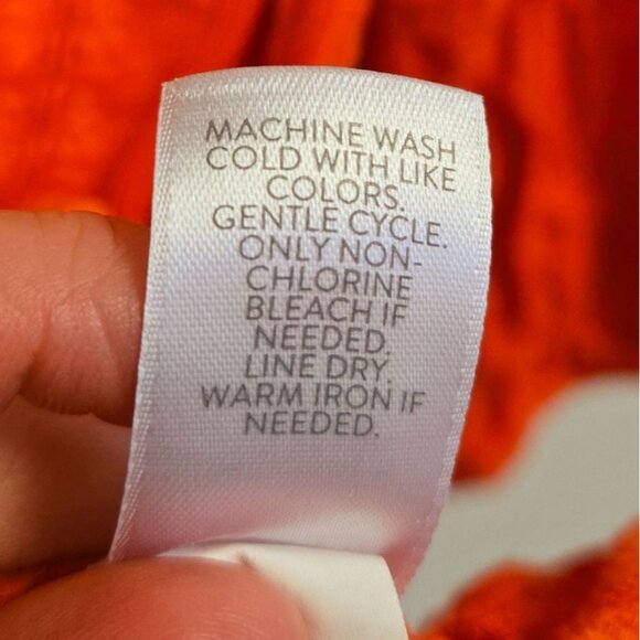 J. Jill Womens XL Orange Textured Cotton Button Front Blouse 3/4 Balloon Sleeves - Picture 8 of 10